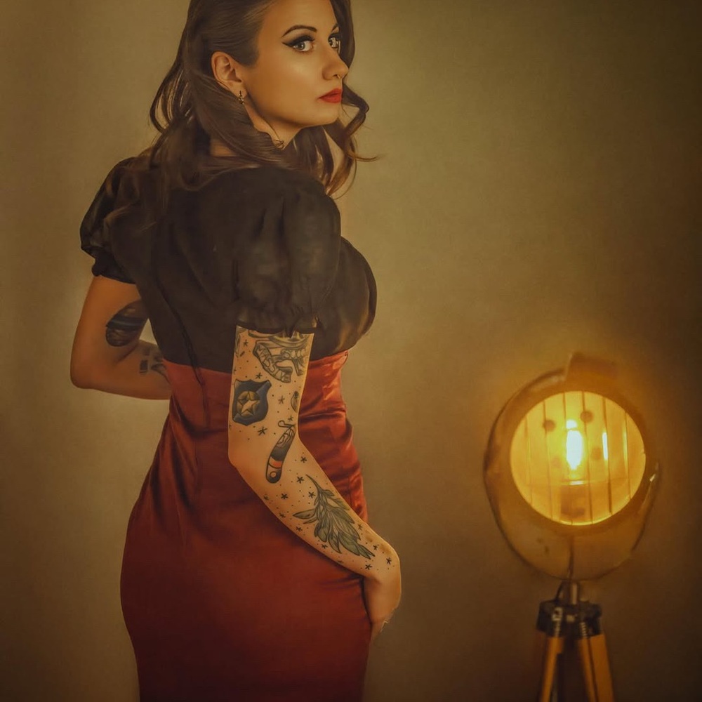Pinup Couture Black and Red Dress - Picture 6 of 7